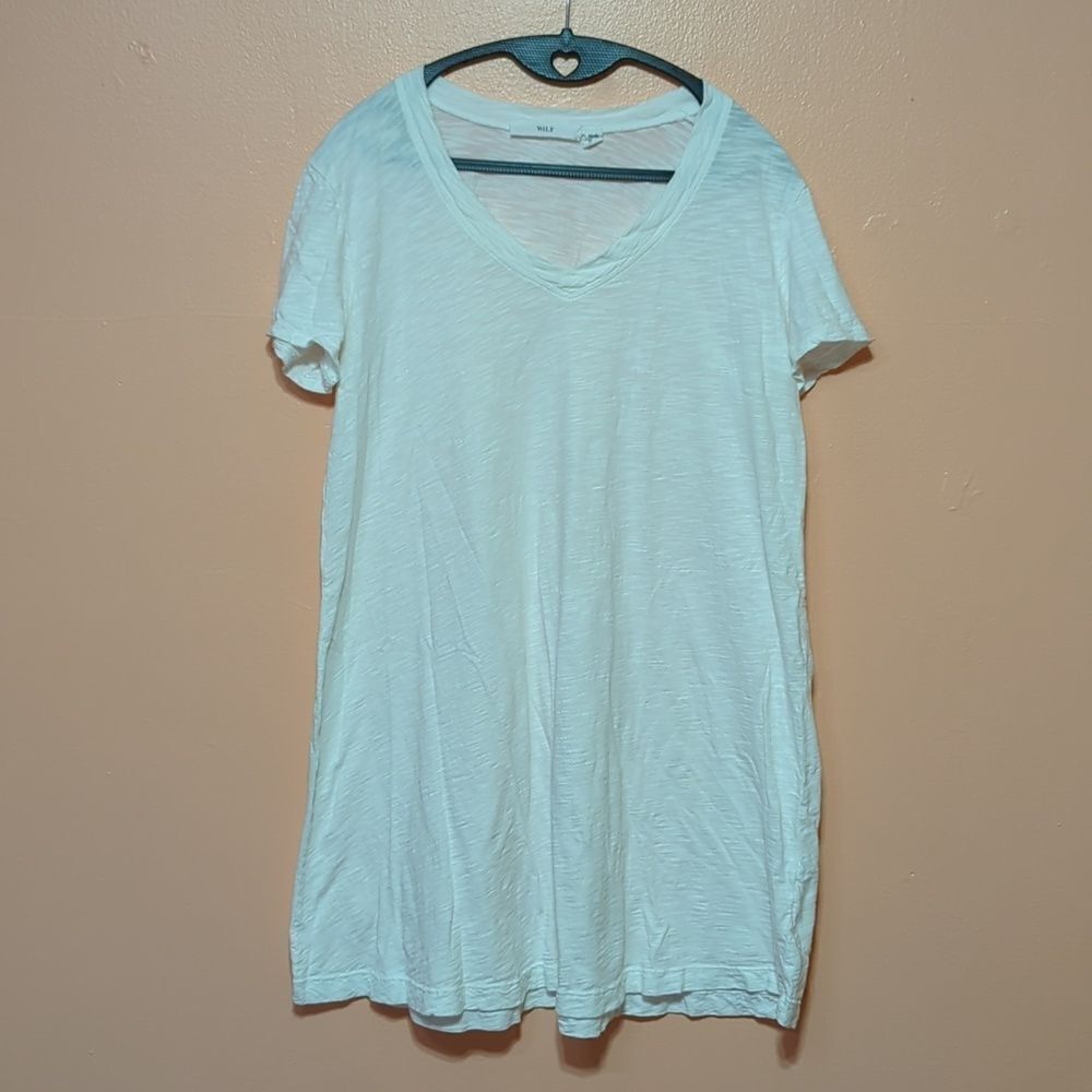 Wilt v-neck relaxed white tshirt tunic mini dress cotton basic capsule S